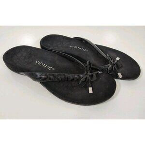 Vionic Bella II Sandals Flip Flops Black Lizard Pattern Women's 9 TVW1115-2